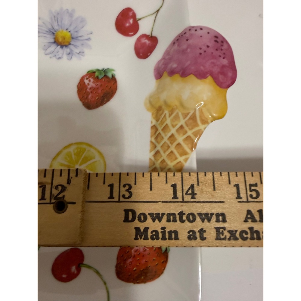 Tropical Summer Fruit Flamingo Ice Cream Melamine Rectangular Serving Platter